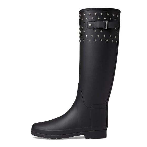 Hunter Womens Refined Tall Stud Cuff Boots Black Size 6 US 37 EU NWOB Rain Boots - Picture 8 of 15